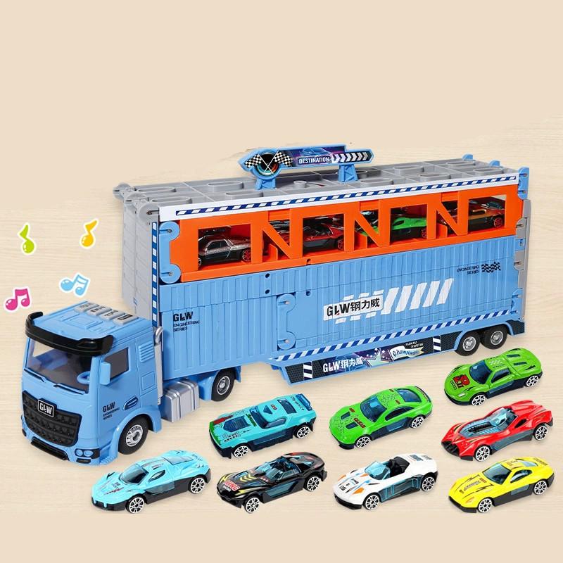 

Foldable Catapult Alloy Track Container Truck Kid Toy With Storytelling Function