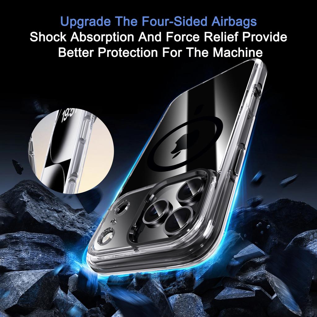 IPAKY For iPhone 17 Pro Max Clear Case Compatible with MagSafe Shockproof TPU+PC Phone Back Cover