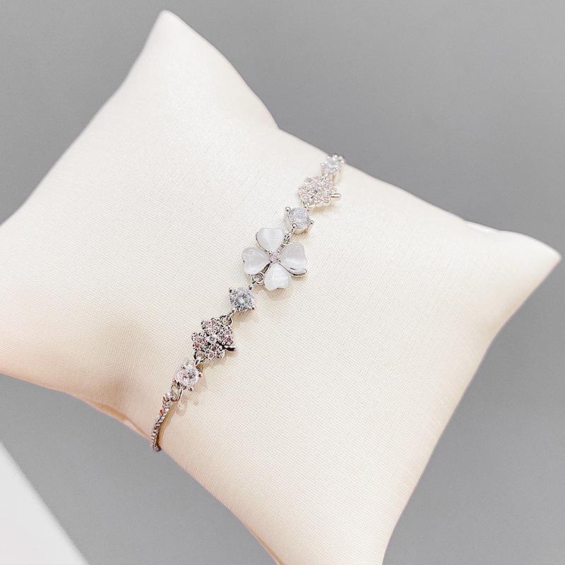 Женский браслет с кошачьим глазом, выдвижной: Микро-сет цирконий, Регулируемый, Корейский стиль
