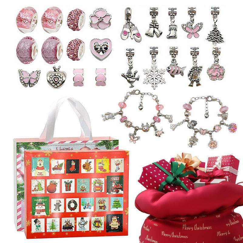 NEW 24 Day Countdown Calendar Advent Surprise Blind Box Set Christmas Bracelet Set DIYCreative Ornaments Christmas Girl Gifts