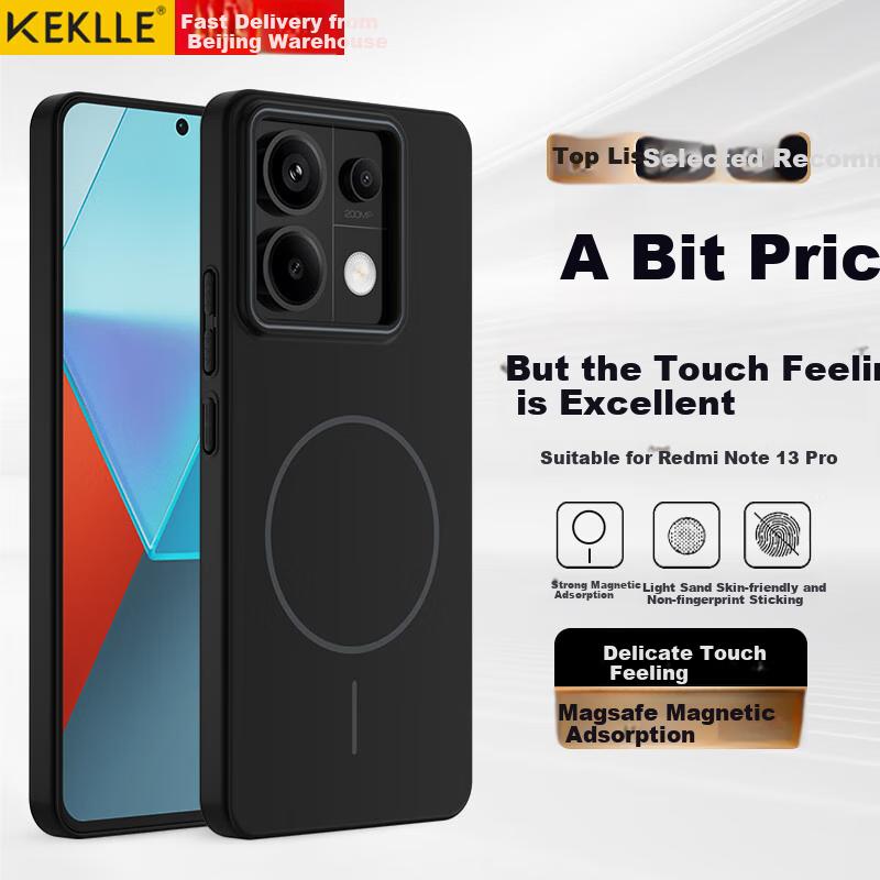 KEKLLE Magnetic Wireless Charging Case for Redmi Note 13 Pro, Matte Anti-Drop Protective Cover, Midnight Black