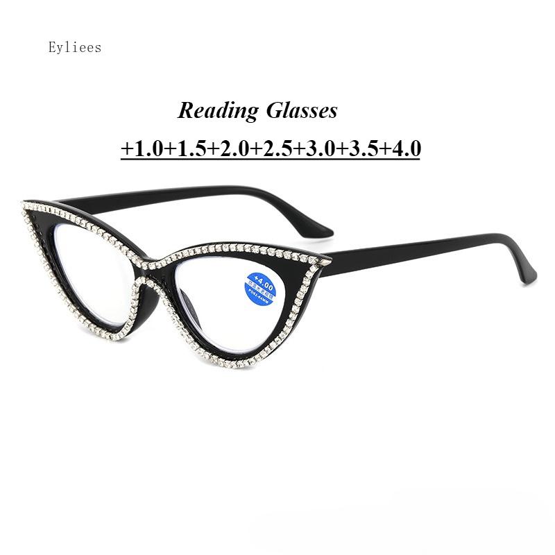 

Новые очки для чтения «кошачий глаз» женские модные сверкающие рецептурные пресбиопические оптические очки для зрения +1.0~+4.0 4