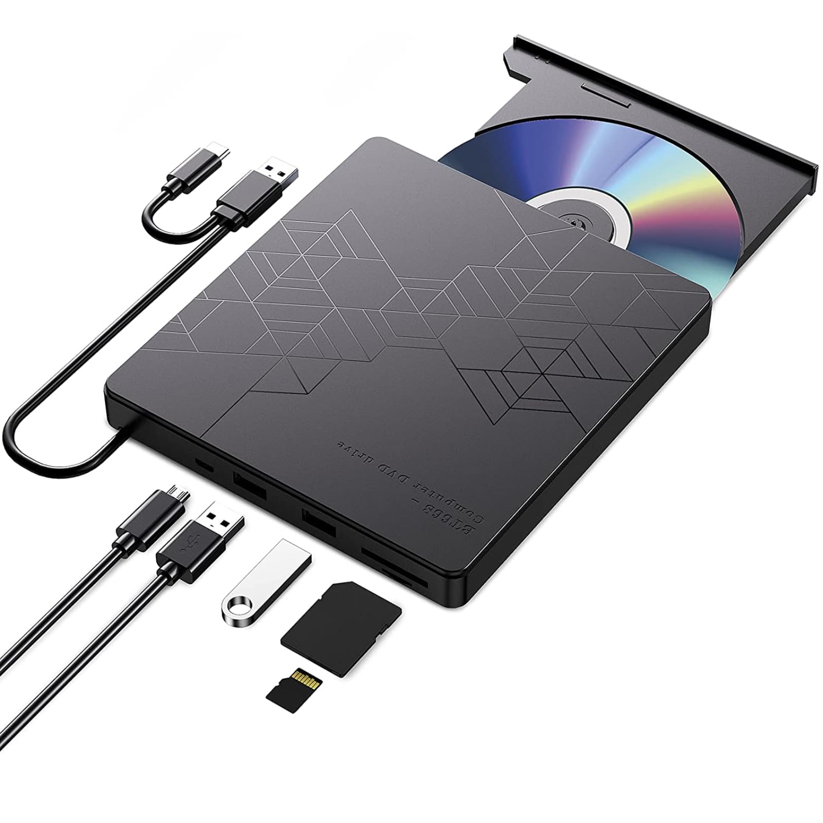 

Limited External DVD Drive with 2024 Model USB Connection Adapter Compatible with Disc Optical Drive Thin Portable [Amazon Model] Hanx-Tech (Japanese чорний