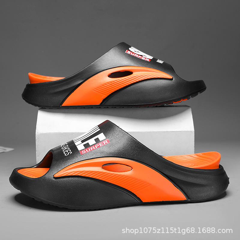 

Summer new fashion outer wear men s one-word drag thick-soled non-slip light breathable cool slippers outer sandals 40-41