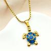 Stal Nierdzewna Naszyjniki z Żółwiem Morskim Dla Kobiet Mężczyzn Złoty Kolor Estetyczny Styl Oceaniczny Hiphop Wisiorek Łańcuch Akcesoria Biżuteria