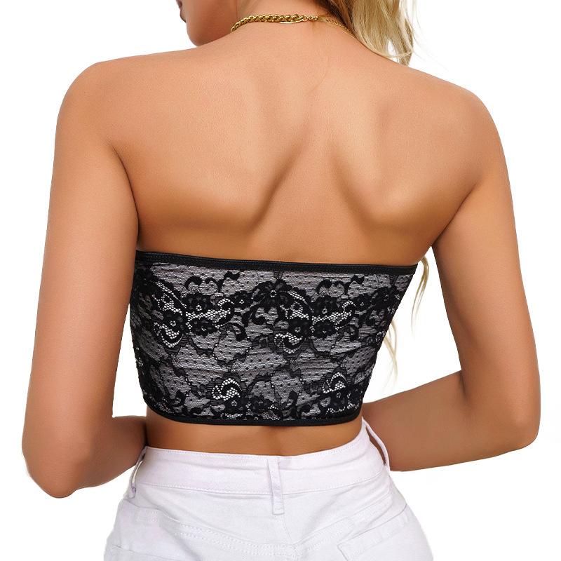Manufacturer Women's Fashion Sexy Lace Fishbone Slim-fitting Waist Open Shoulder Tube Top Beautiful Back Top