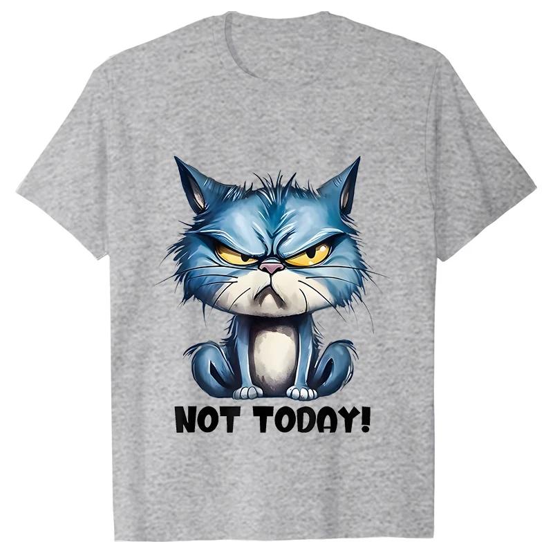 Funny Cat Sarcastic Antisocial Attitude Print Tshirts for Women Angry Cat T-shirts Not Today Introvert Female Tee Shirts Femme