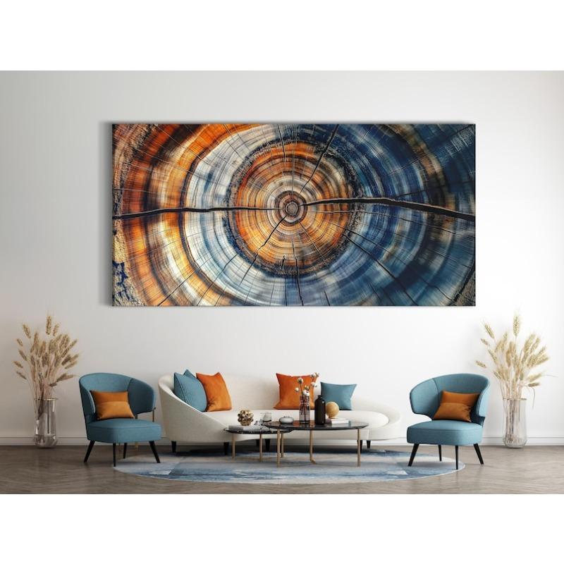 

Office Decor -Abstract Tree Ring Canvas Art, Frameless Nordic Wall Decor for Living Room and Bedroom Decortions Gift 20x40cm No Framed