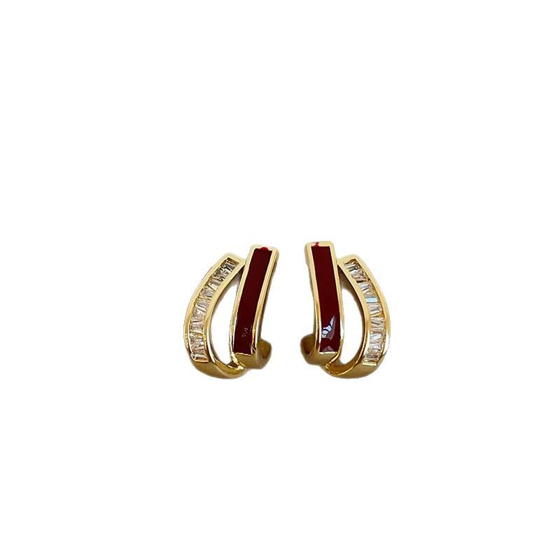 

Toned Glaze Color-matched Zirconia Earrings - Luxurious and Niche Design Stud Earrings with A Fashionable and Sophisticated Appeal. Red zircon earrings