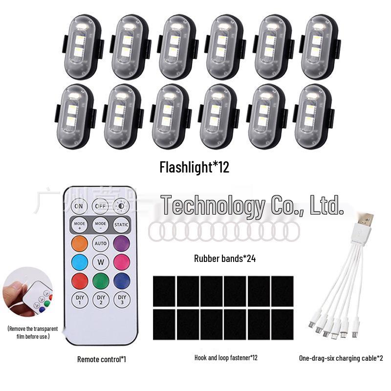 Universal Wireless Drone & Vehicle Navigation Strobe Lights: Eight-Color, Cross-Border Remote Control.