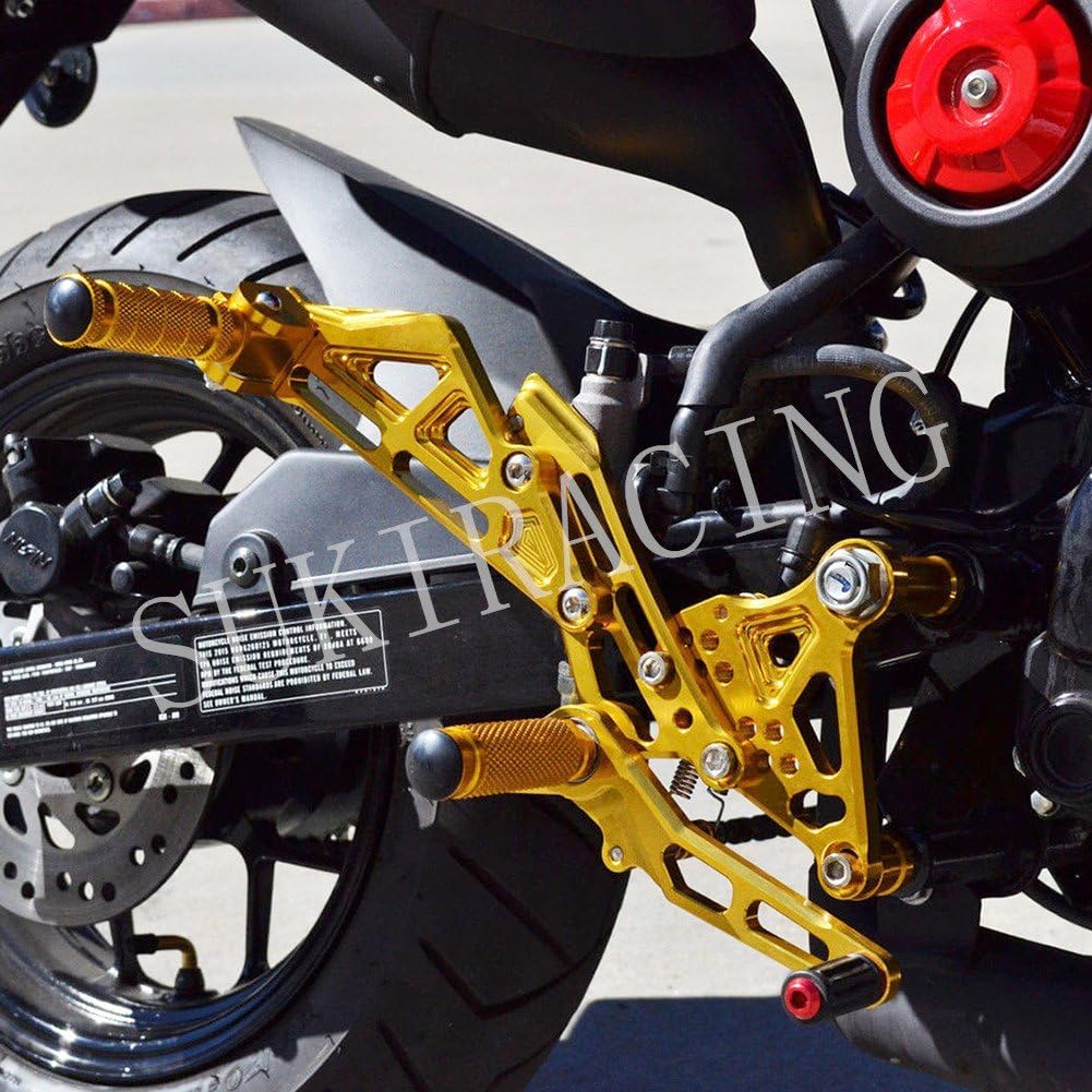 SUKIRACING Einstellbare CNC-Fußrasten hinten für Honda MSX125 Grau Passend für GROM JC61 (2013-2016) - - (Frühes Modell)