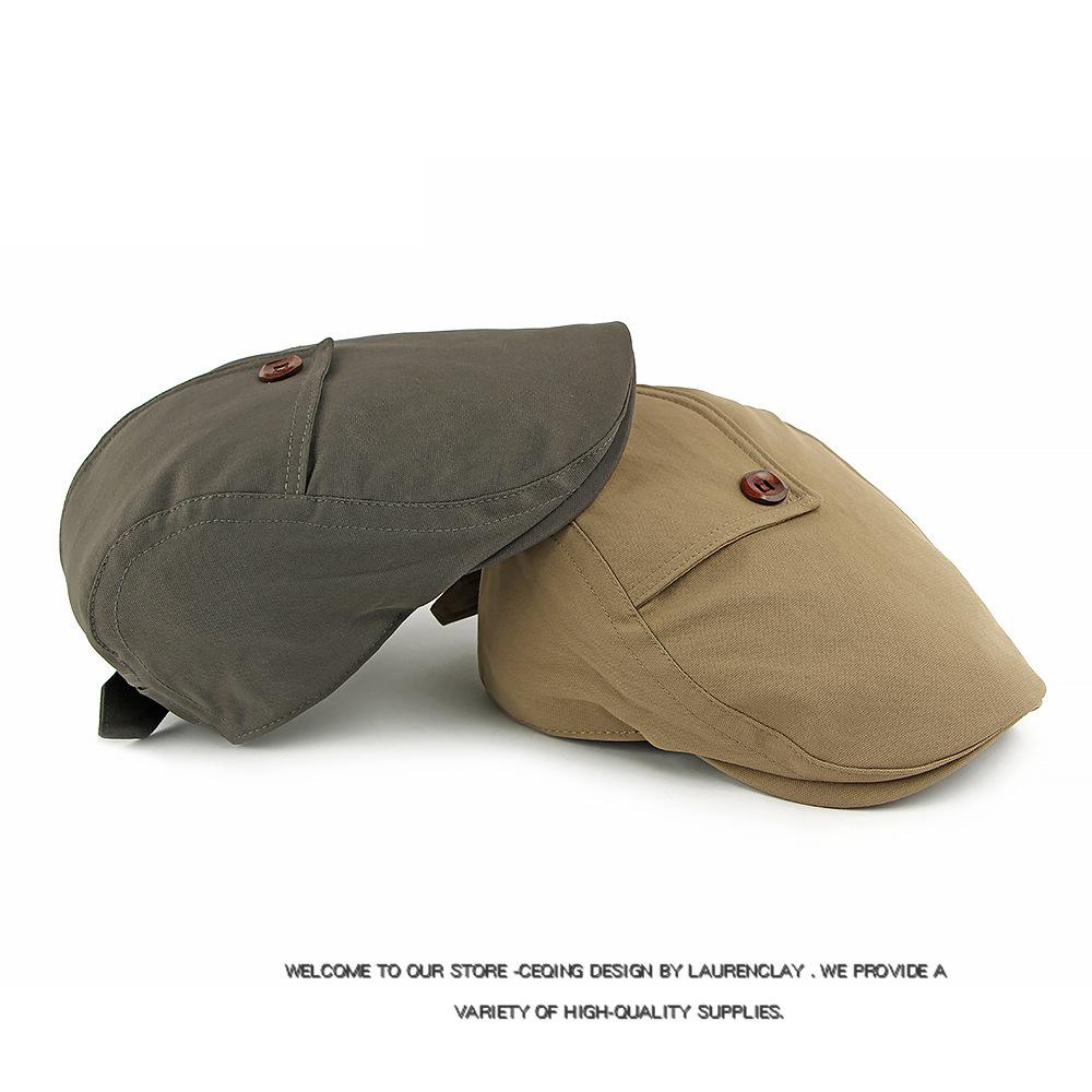 Spring Autumn Beret British Vintage Forward Cap Peaked Cap False Pocket Paintwork Cap