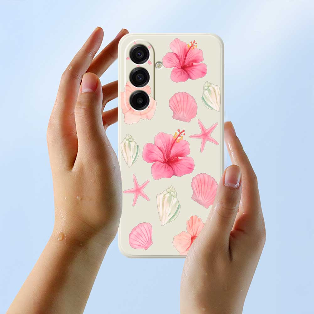 For Samsung Galaxy A17 5G Case Peach Blossoms Shells Pattern Printing Straight Edge TPU Phone Back Cover