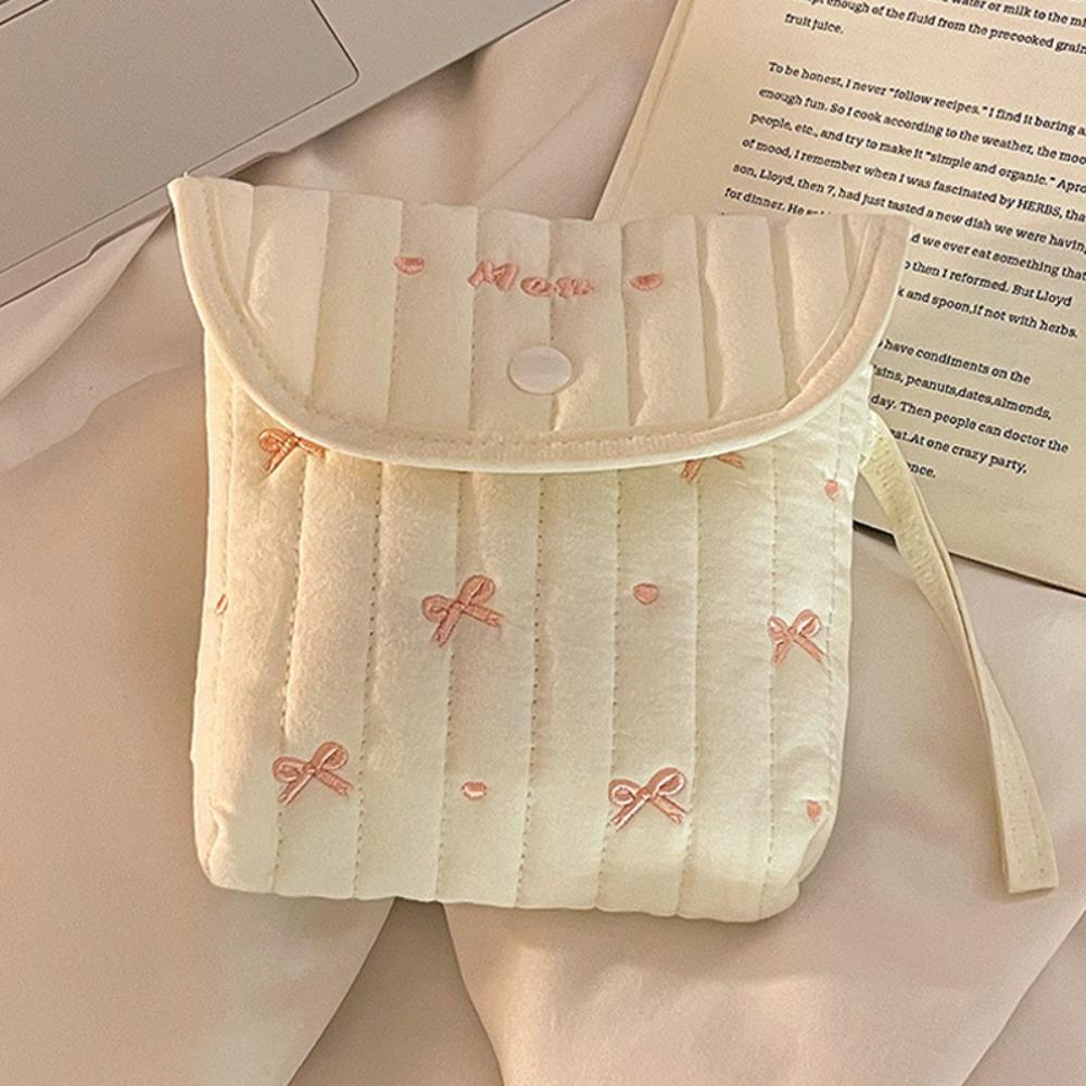 New Bow Period Bag Large Capacity Portable Sanitary Napkin Storage Bag Multifunctional Tampon Holder Girl