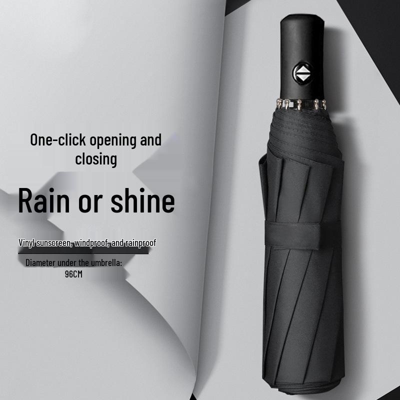 Automatic Buckle Women’s Umbrella: Windproof, Reinforced, Sun & Rain UV Protection