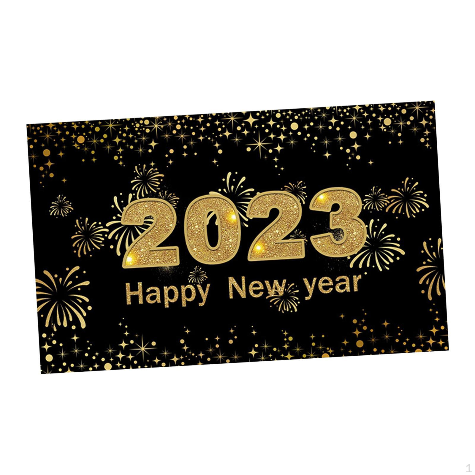 

Happy Year Banner Backdrop Black Aureate Decorative Photography Lawn Poster for Christmas