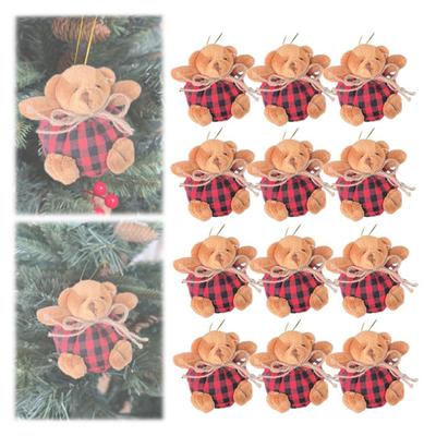 Ağaçta Ekose Ayı Süsleri 4 İnç Mini Doldurulmuş Peluş Ekose Ayı Tatil Noel Ağacı Ev Parti Dekoru için