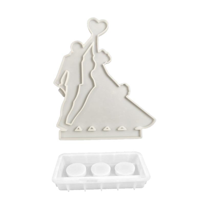 3D Candlestick Silicone Mold Couple Love Heart Candle Base Molds Gypsum Candle Holder Mould Home Decorations Moulds