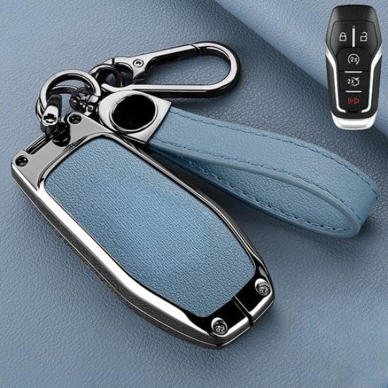 Zinc Alloy Leather Car Remote Smart Key Fob Case Cover For Lincoln MKX MKZ MKC