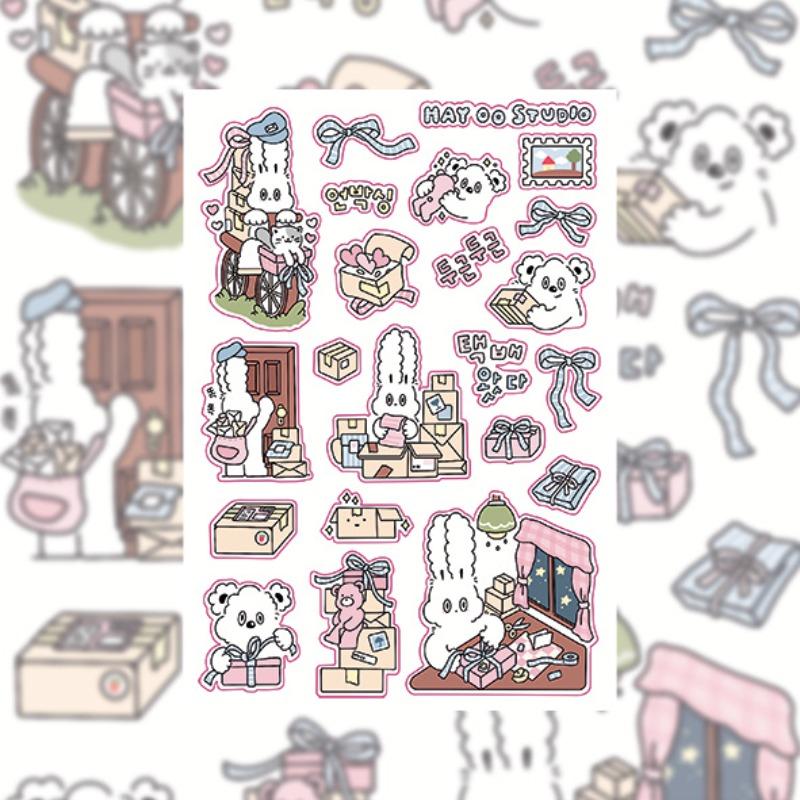 INS Kawaii Rabbit Cartoon Stickers Korean Style Creative Decals for Diary Notebook Scrapbook Decoration