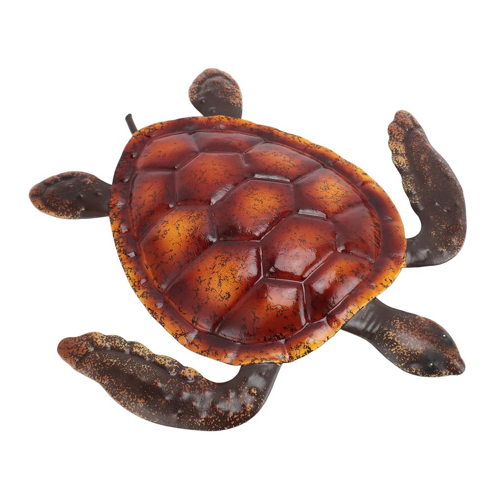 Turtle Wall Decor Vivid Lifelike Rust Proof Metal Sea Animal Statue Decoration for Party Patio Home Aquarium Red