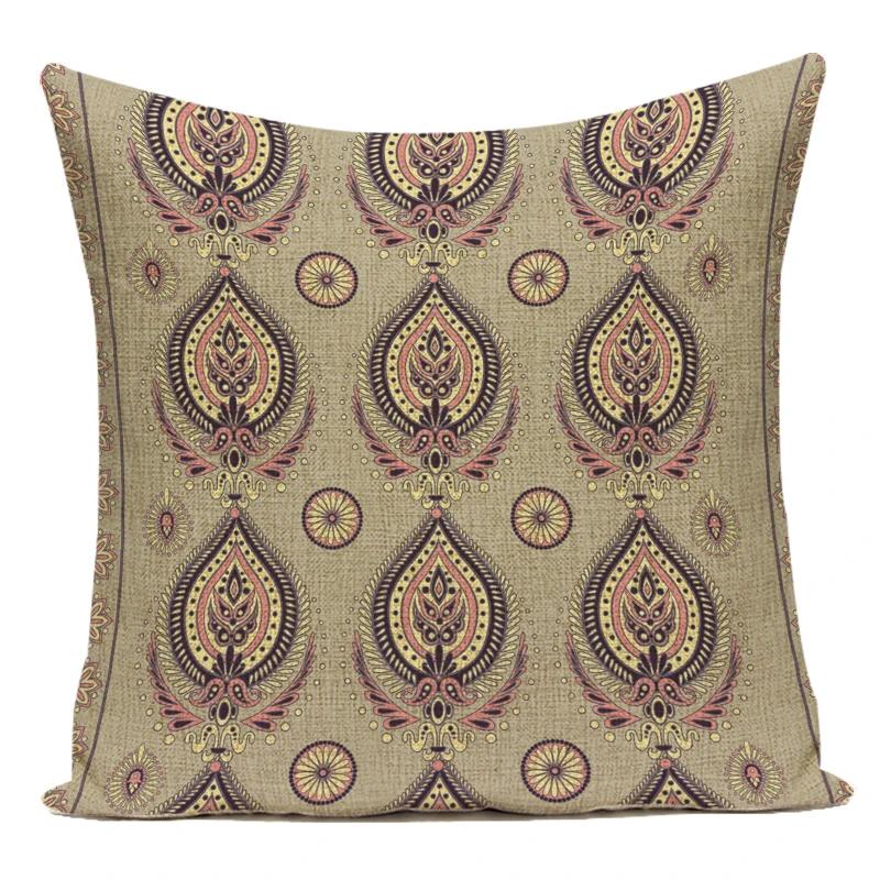 Polyester Boho Geometric Mandala Flowers Decorative Pillows Sofa Home Bedroom Cushion Cover Pillowcase