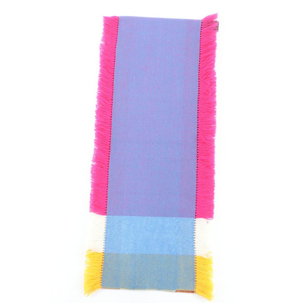 Excellent HERMES Scarf Knit stole with logo patch and side fringe cashmere Used