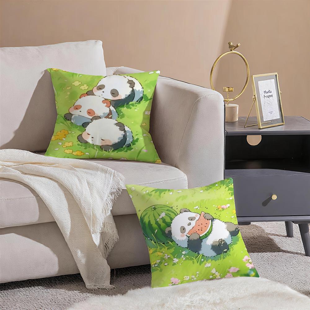 Fashion Cute Hand-Drawn Panda Animals Cushion Cover Linen Pillowcase Cover Soft Decor For Sofa Home Room