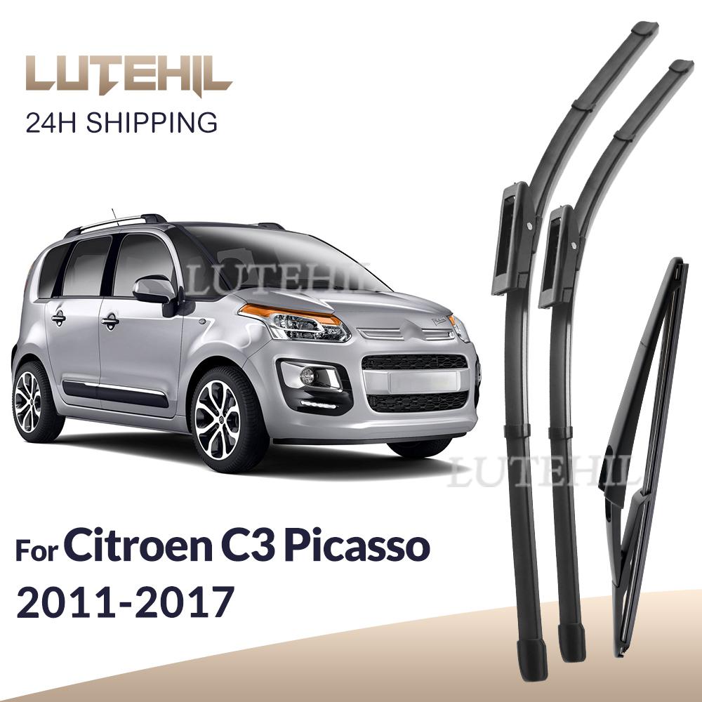 Wiper Front & Rear Wiper Blades For Citroen C3 Picasso 2011 - 2017 2012 2013 2014 2015 2016 Windshield Windscreen 24"+16"+11"