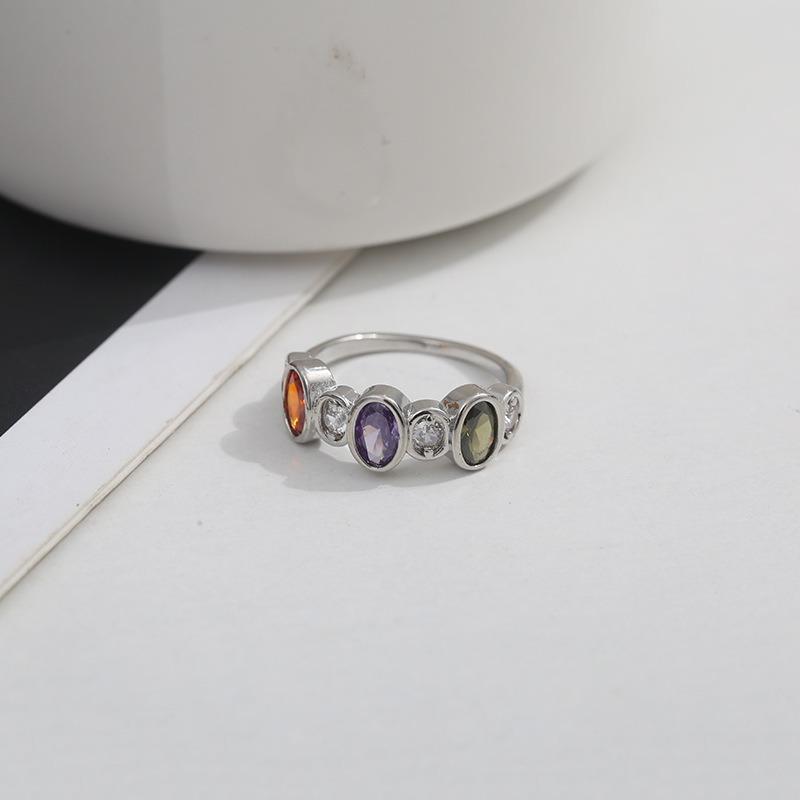 

New colored copper zircon ring is fresh and sweet, Korean version of simple fashion ring jewelry 10