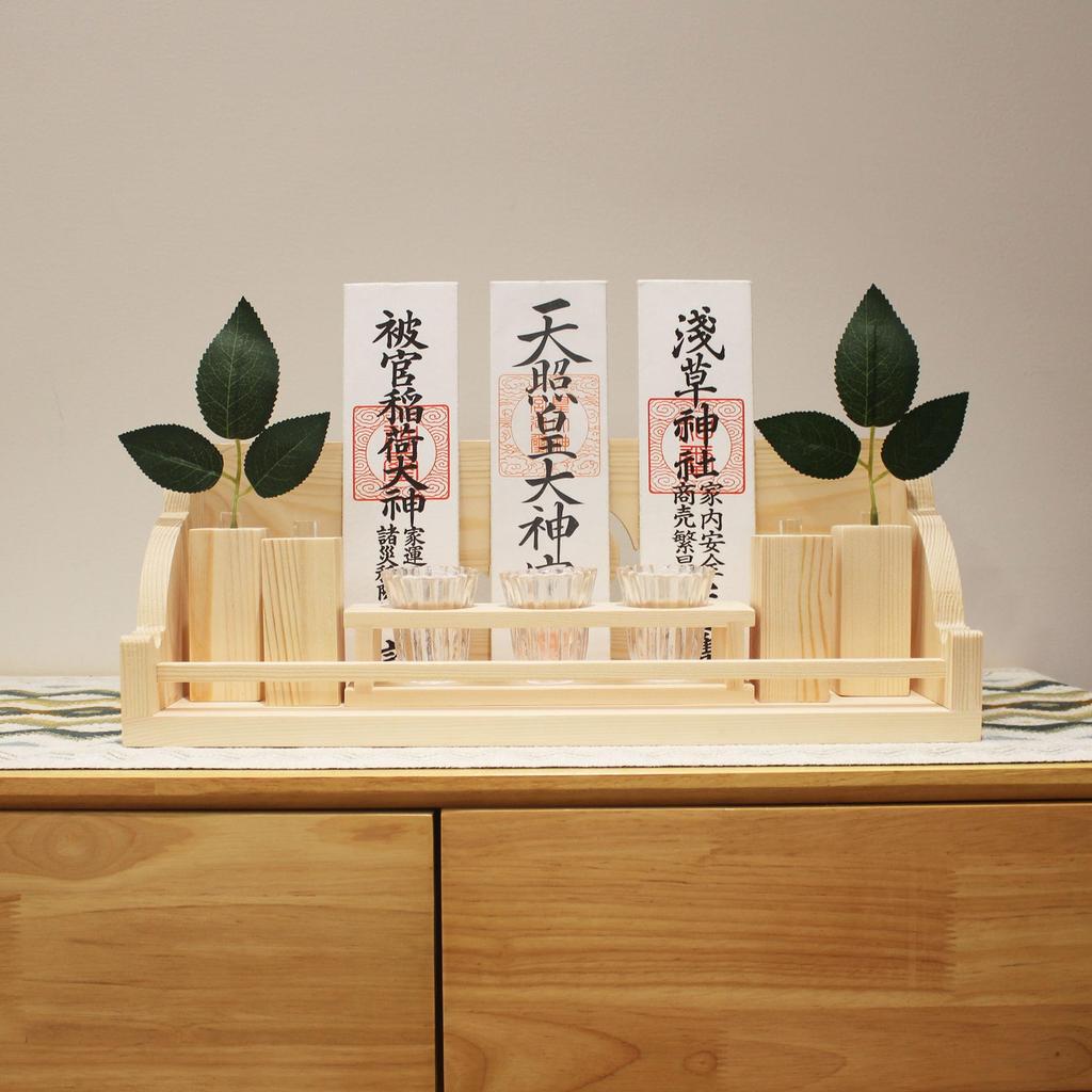 Shinto Shrine Wall Mounted Amulet Holder, Shinto Shrine, One Shrine, Three Shrines, Auspicious Cloud Design, Wall Hanging, Ideal for Ancestral
