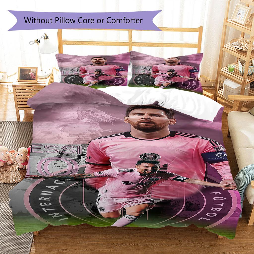 Lionel Messi Pattern Bedding,Quilt Set Quilt Cover Pillowcase Home Birthday Gift(1 * duvet cover + 2 * pillowcase, without core)