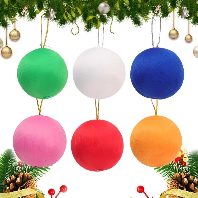 120/6pcs Wire Wrapping Christmas Balls 3/4/5/6cm Color Foam New Year Xmas Tree Hanging Pendants Ball Party Ornaments Home Decor