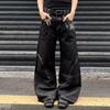 Trendy brand snake pattern denim jeans men's summer American high street narrow version scimitar pants loose bright line slightly pulled trousers
