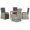 VidaXL Garden Dining Set 5 Pcs Grey Cushions Wicker, Dining Set, Room Set 3157584