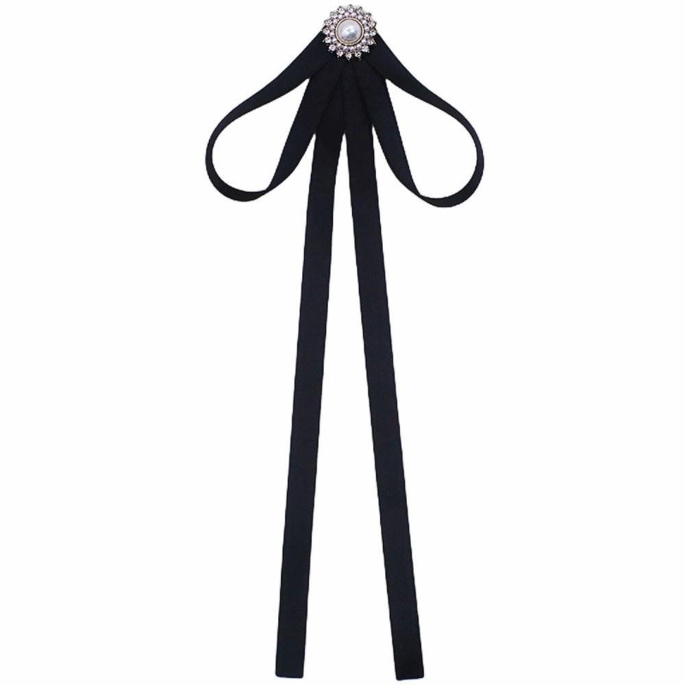 Rhinestone JK Bow Tie Imitation Pearl Cravat Elegant Ribbon Brooches  Student