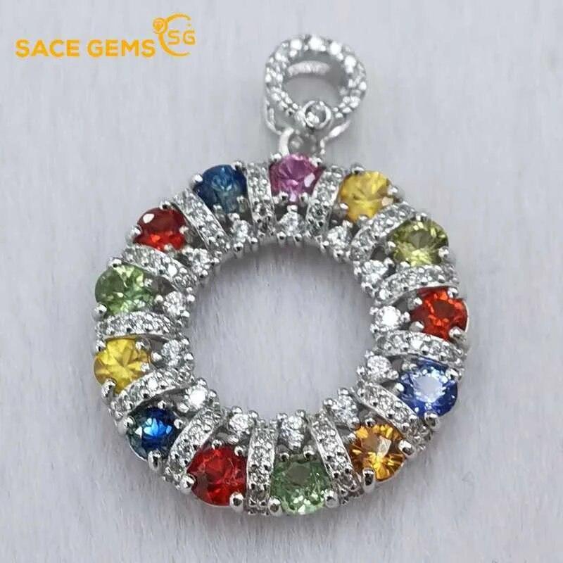 

SACE GEMS из стерлингового серебра 925 пробы и красочный сапфировый кулон для женщин, ювелирные изделия для помолвки, коктейля и вечеринки 1 разноцветный