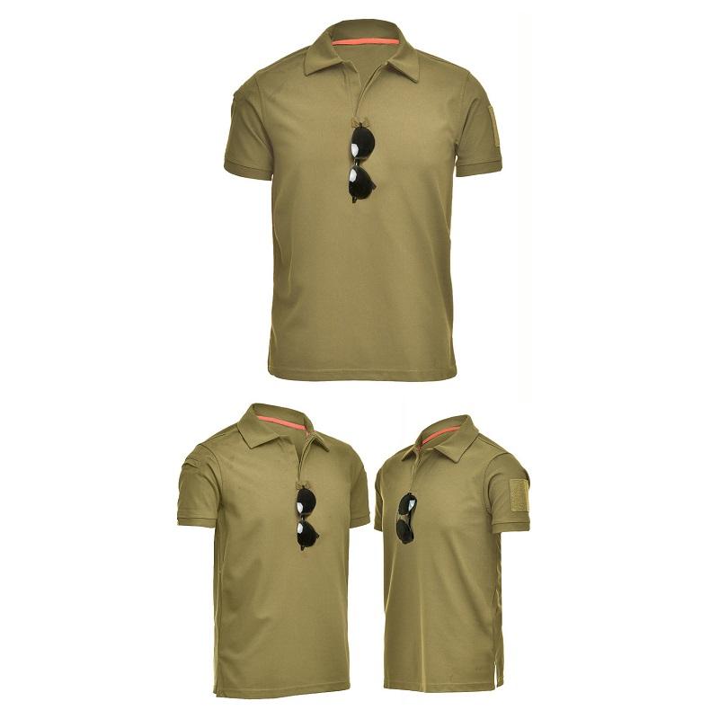 Taktické tričko speciálních jednotek s krátkým rukávem Tričko s vojenským ventilátorem Klopa Volné elastické letní tričko Tréninkové Rychleschnoucí muži s krátkým rukávem