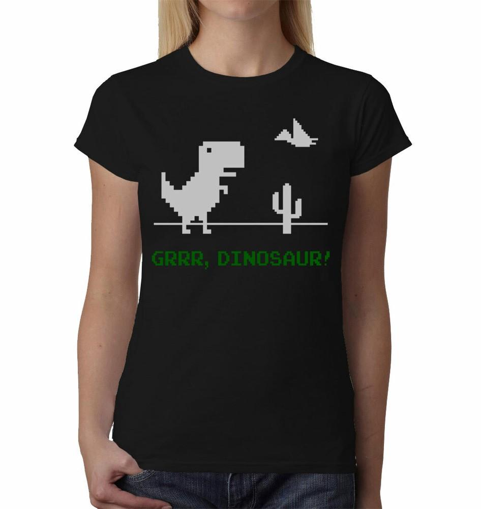 Grrr Dinosaur Ladies TShirt Jurassic Trex Dino Geek Funny Slogan Velociraptor S