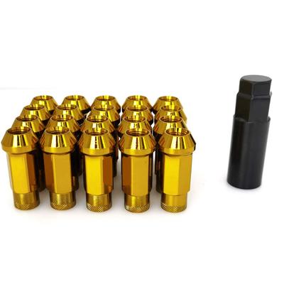 CCE Stahlrad M12 x 48mm 50BV30 Schloss Rennreifenmuttern Muttern, P1.25, Tief, Durchgangs-Typ, Geschmiedet, Muttern, Muttern, (Gold), 20er Packung
