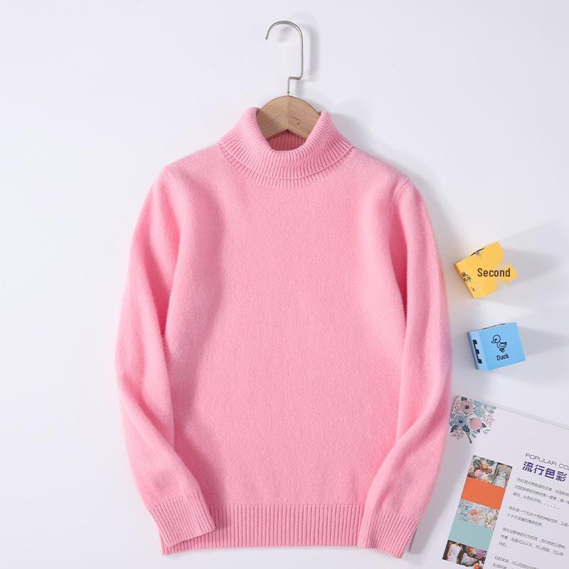 Children's 100% Pure Wool High Turtleneck Sweater - Autumn & Winter Pullover for Boys and Girls