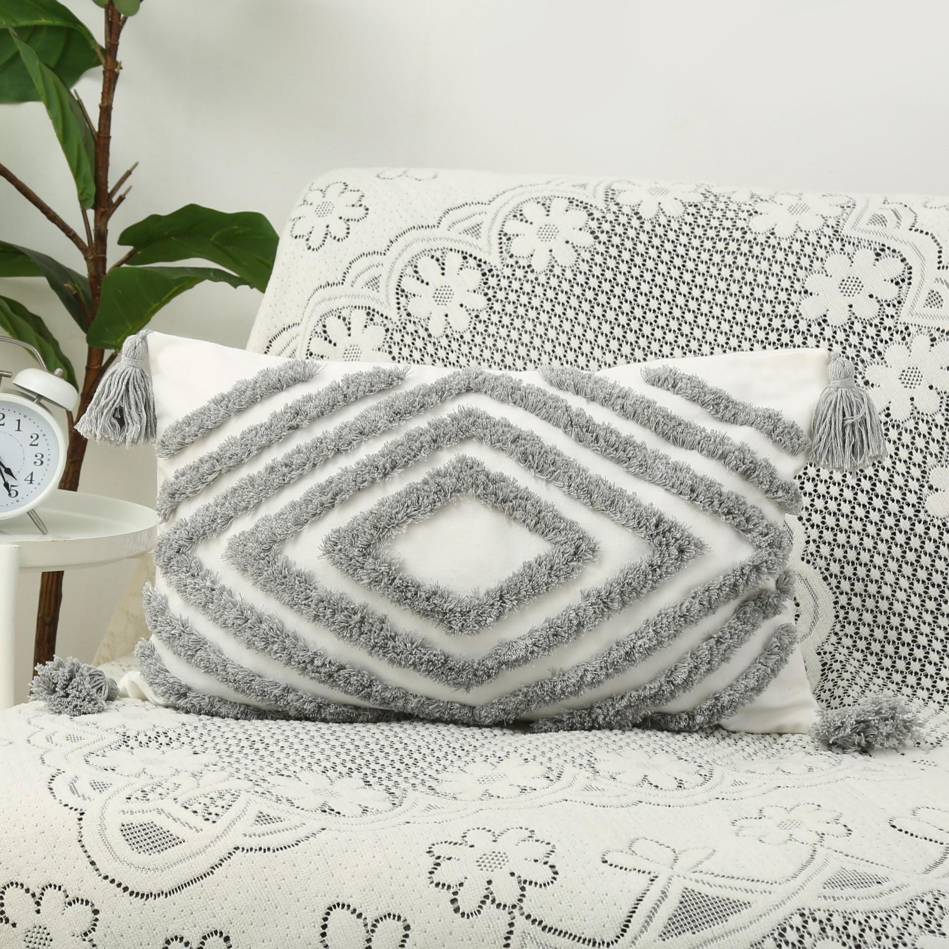 

Квадратная стеганая вышитая подушка в стиле бохо, простая кисточка, плюшевая подушка, наволочка для дивана в гостиной, спальне single pillowcase without core