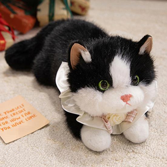 Brinquedo de Pelúcia Gato Siamês Realista com Som Animal de Pelúcia Macio Gatinho Companheiro Realista para Abraçar Presente de Aniversário para Crianças Amantes de Gatos