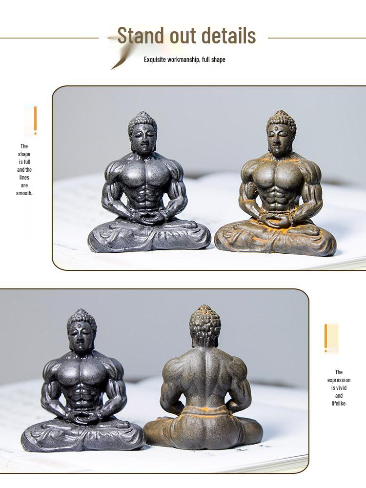 Creative Retro Chinese Buddha Statue for Home and Office Zen Decor