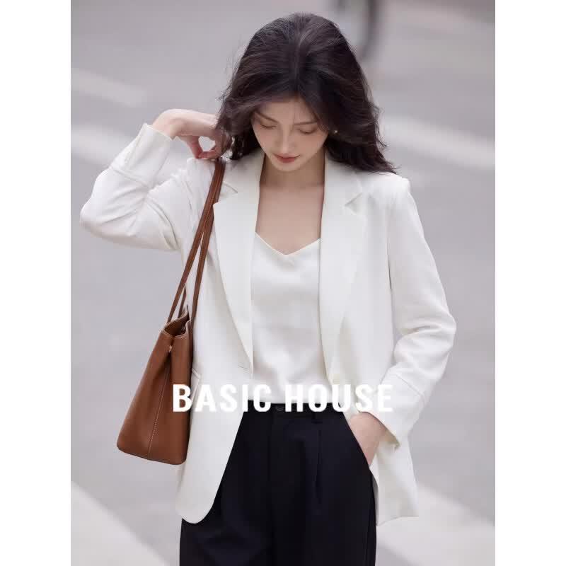 Basic House Women s Linen Blend Commuter Blazer L