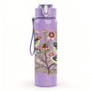 1PC Bird Floral Vintage 750ml Color Plastic Sports Water Bottle Leakproof Flip Straw Lid Suitable for Sports Office Home Use