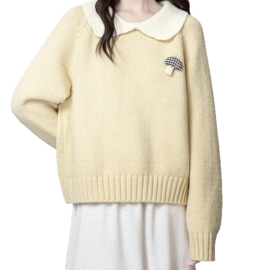 Winter Korean Style Slimming Casual Student Lazy Pullover Knitwear with Sweet Doll Collar
