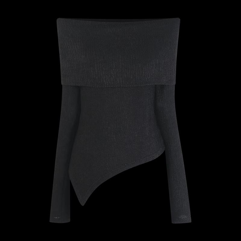 HECO Women's Textured Knit Off-Shoulder Long-Sleeve Top