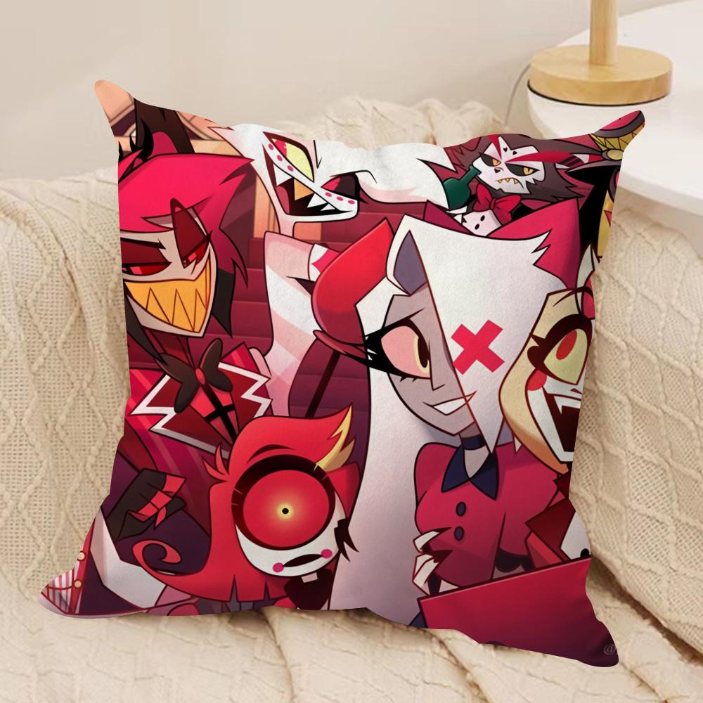 Cartoon Hhazbin Hhotel Cushion Cover Soft Plush Fabric DoubleSided Printed Cushion Covers for All Seasons Home Decor