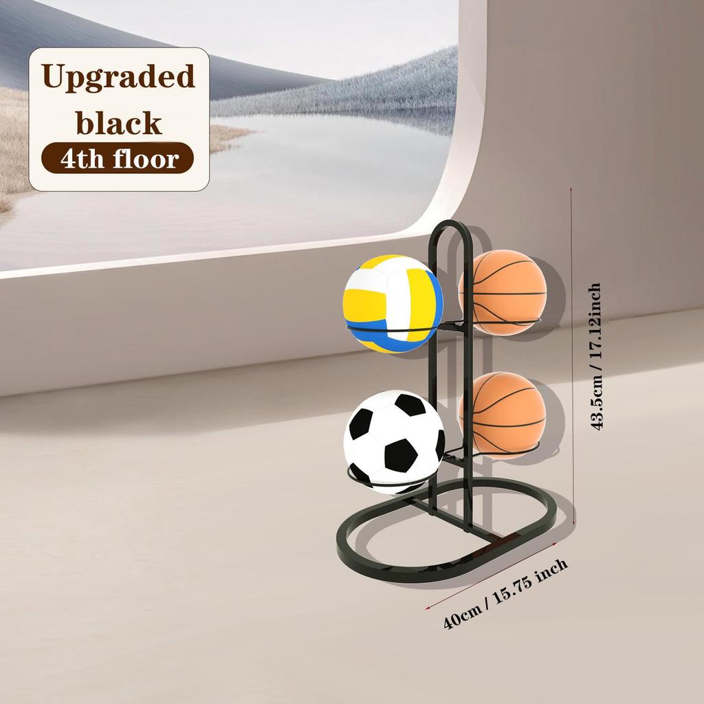 Foldable Floor-Standing Ball Storage Rack for Indoor Sports Equipment